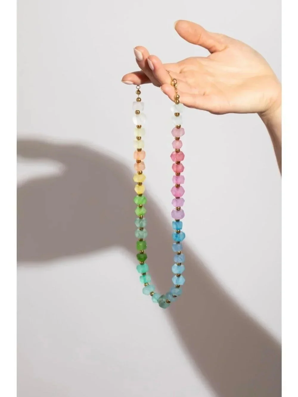 Handmade Chunky Frosted Sea Glass Beaded Necklace - Boho Adjustable 16-18